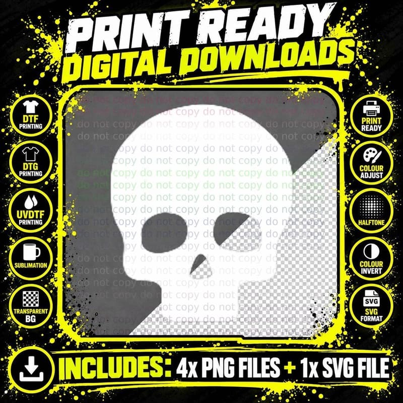 Simple Skull Design Classic Look for Skull Lovers T-Shirt Png SVG Digital Bundle