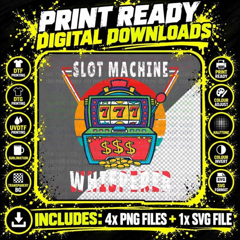 Slot Machine Whisperer - Slot Machine Retro T-Shirt Png SVG Digital Bundle