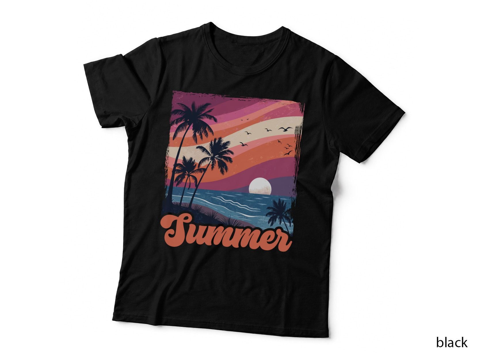 Striped Circle Sunset Retro Summer T-Shirt, Beach Vibes Graphic Tee