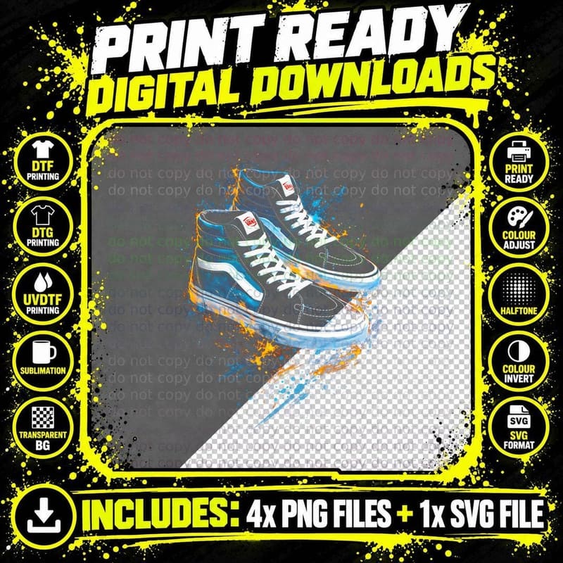 Striped High Top Retro Trainer T-Shirt Png SVG Digital Bundle