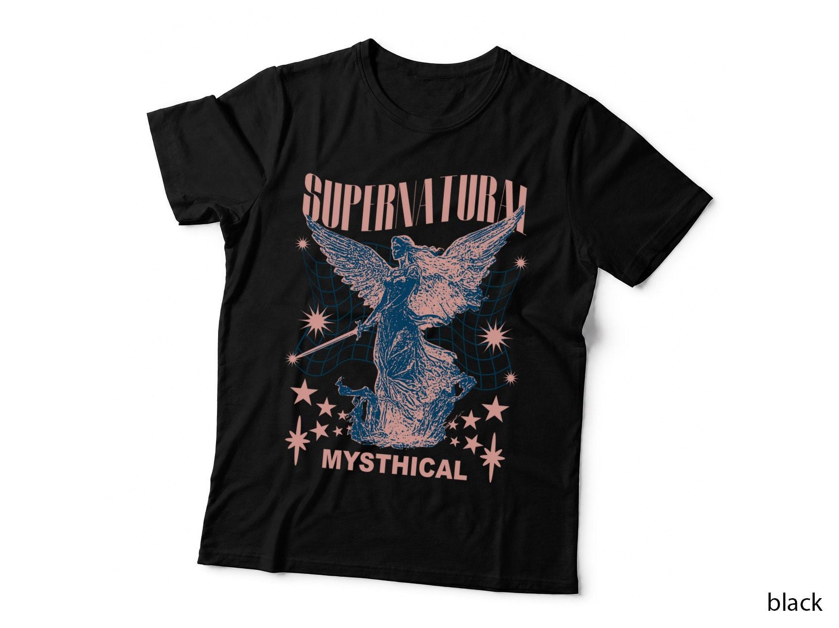 Supernatural Angel T-Shirt, Retro Urban Fashion, Mystical Fantasy Print
