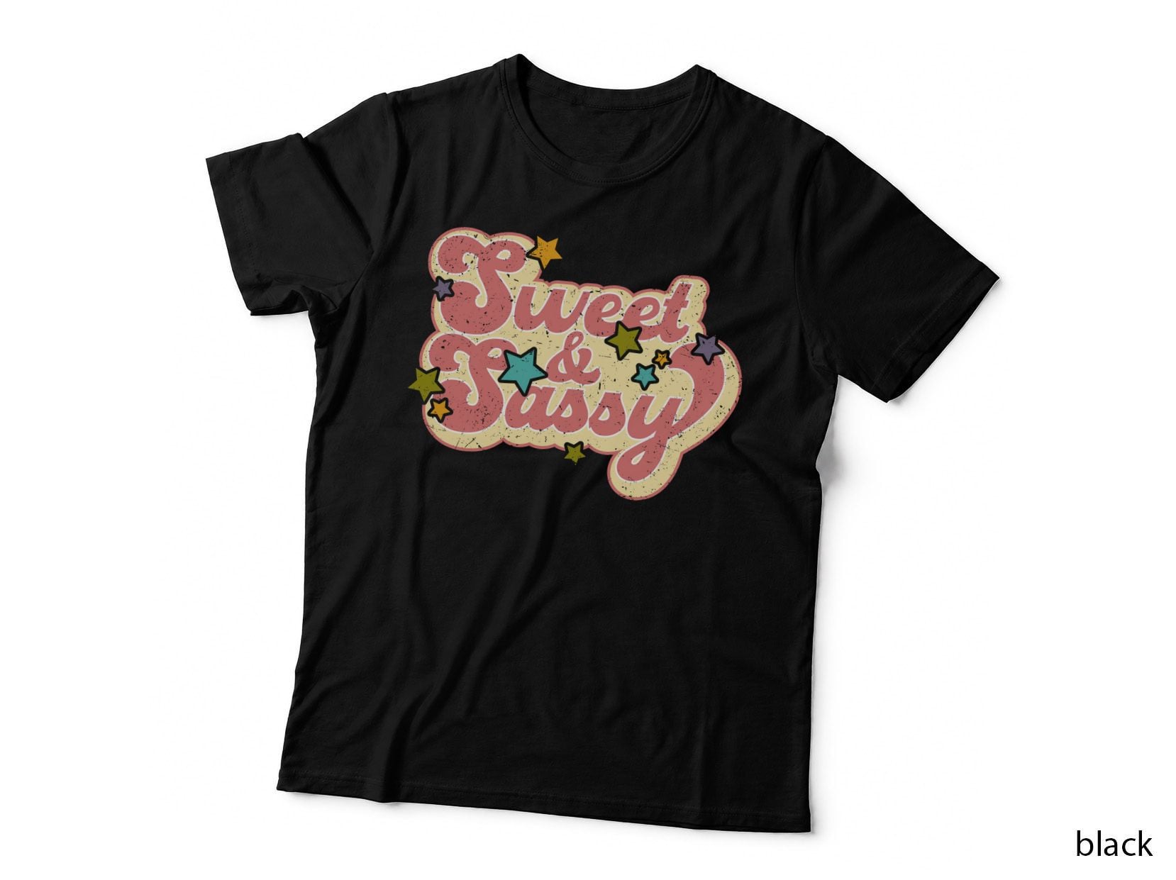 Sweet & Sassy Toddler Kids T-Shirt, Retro Stars on T-Shirt Graphic Tee