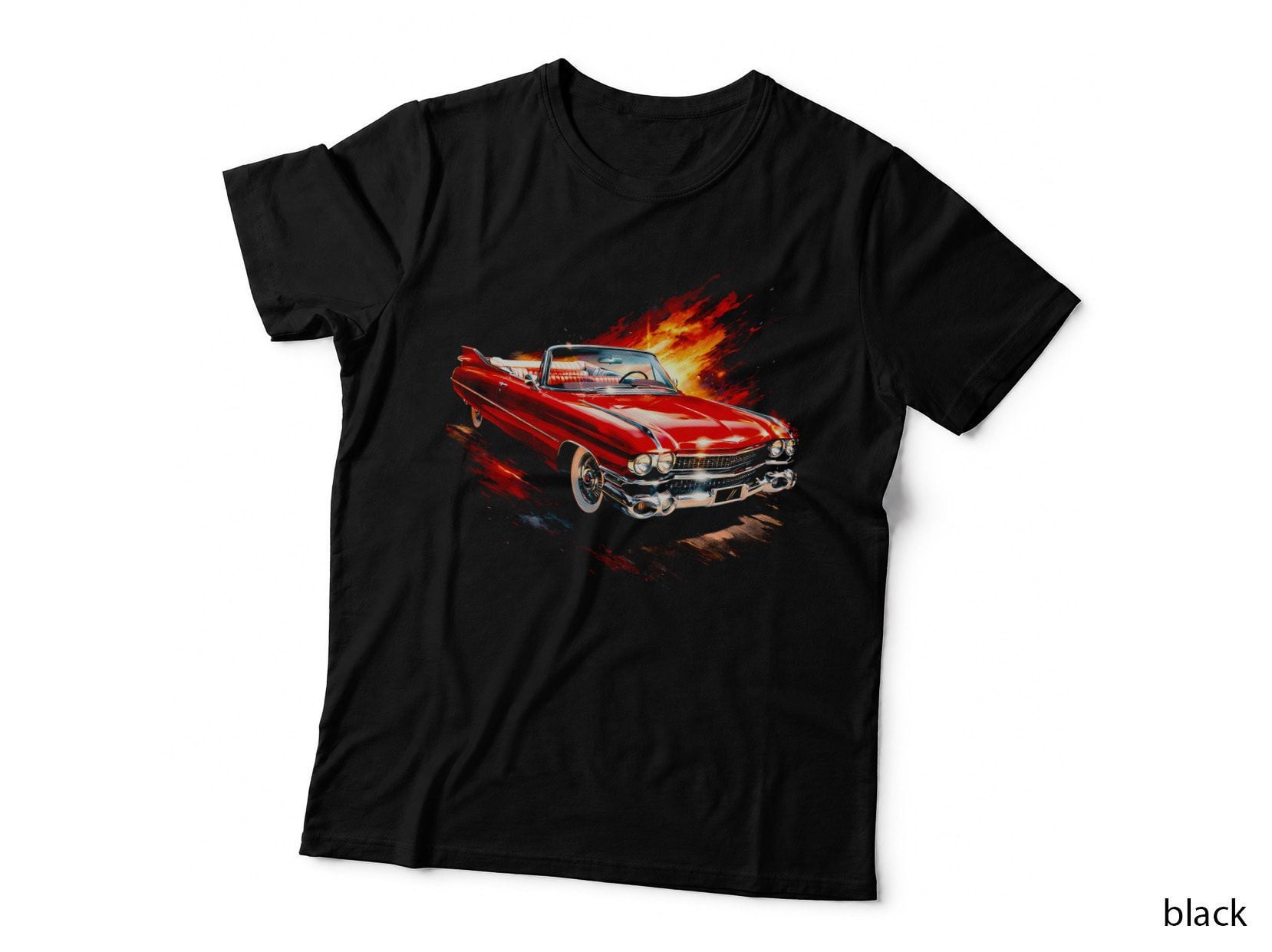 Tailfin Convertible T-Shirt, Halftone Classic Car Graphic Tee