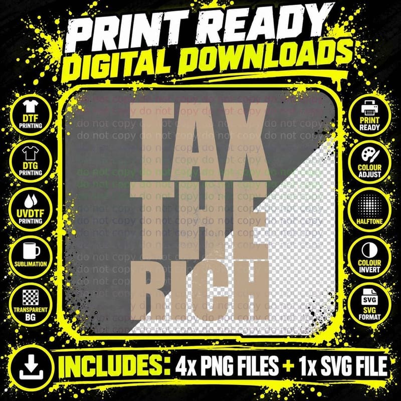 Tax the Rich Bronze Vintage T-Shirt, Political Statement Png SVG Digital Bundle