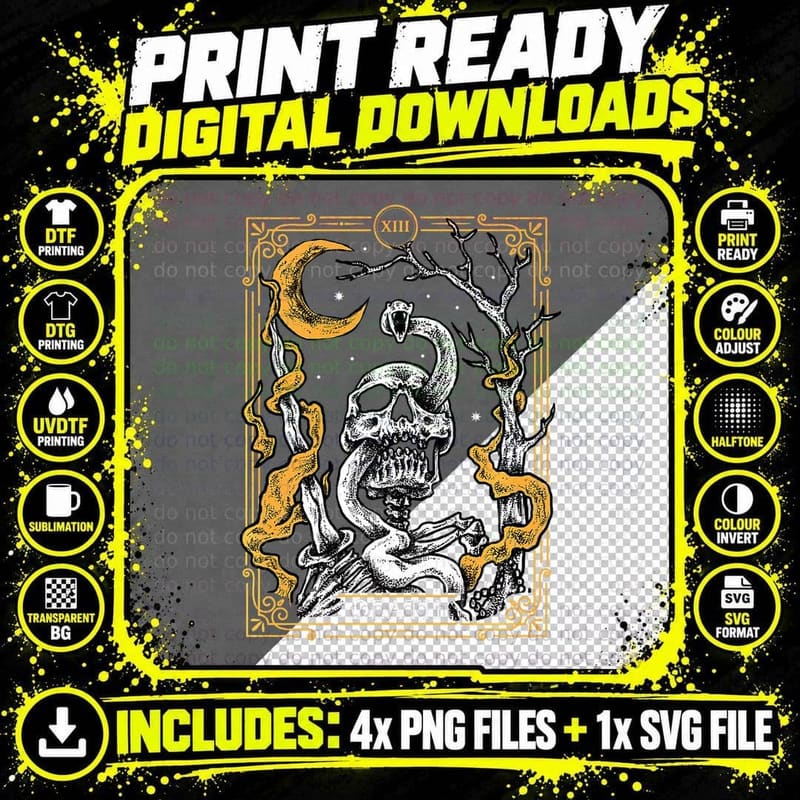 The Death Vintage Tarot Card, Magic, Occult, Sup Png SVG Digital Bundle