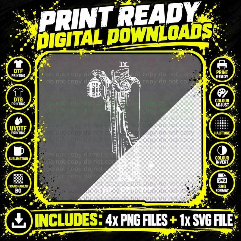 The Hermit Tarot Classic T-Shirt Png SVG Digital Bundle