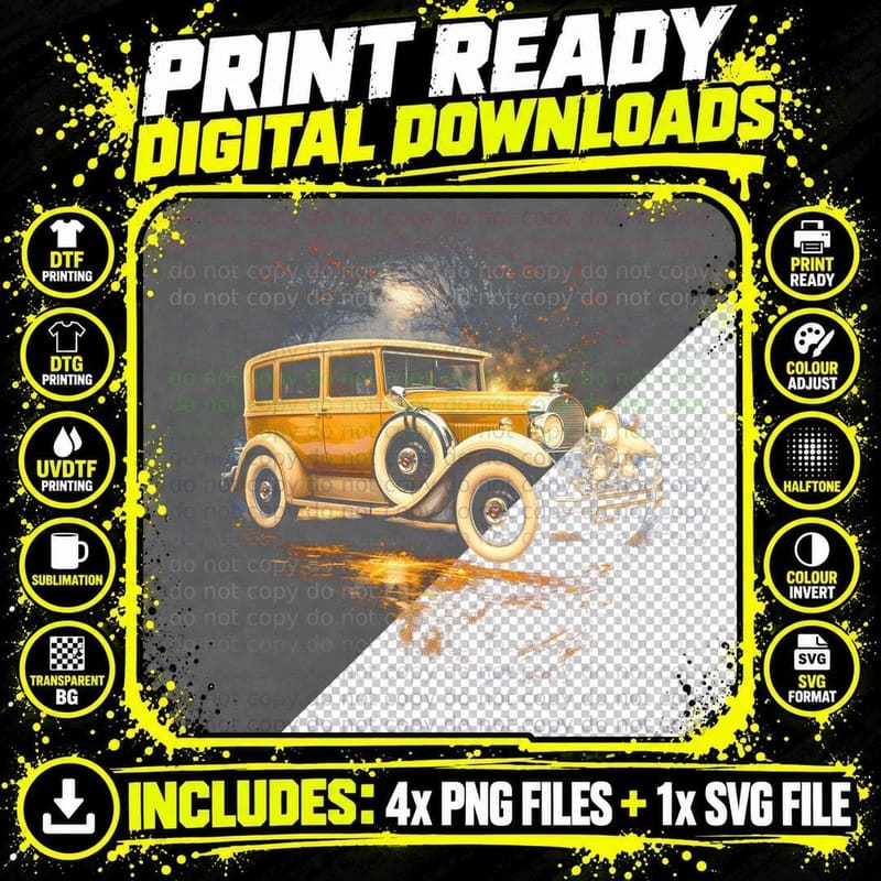 Thirties Luxury Touring Car T-Shirt Png SVG Digital Bundle