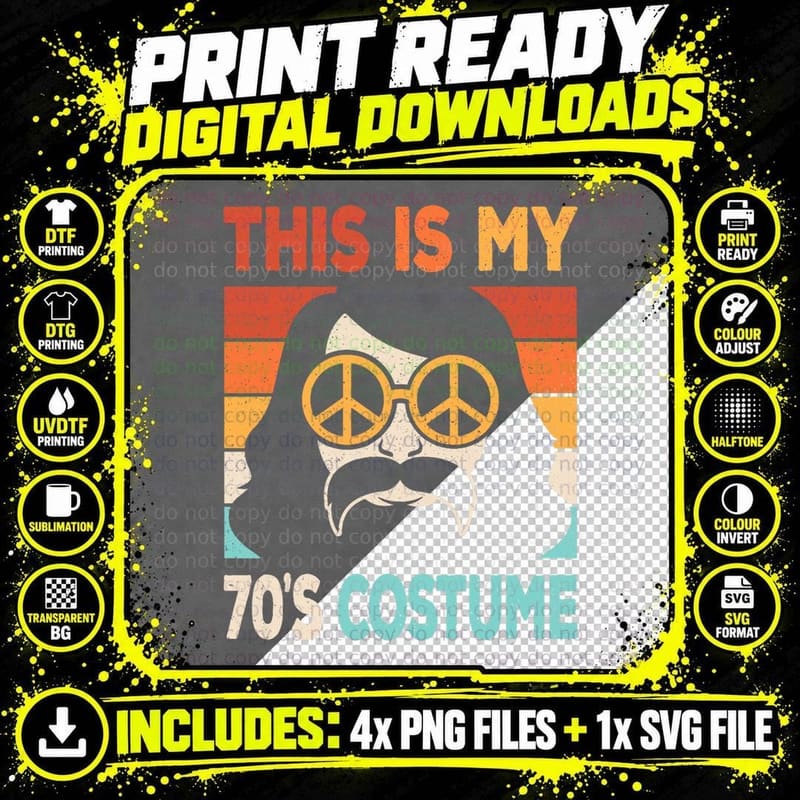 This Is My 70's Costume 70s Disco 1970s Party 70s Outfit Png SVG Digital Bundle