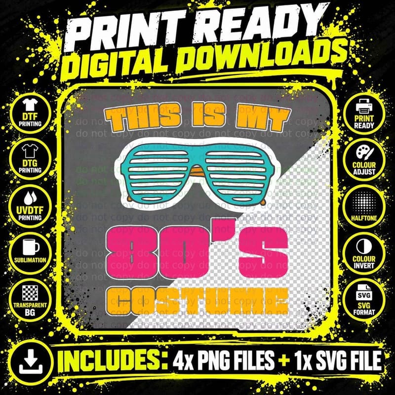 This Is My 80's Costume Party Retro Throwback 80s T-Shirt Png SVG Digital Bundle