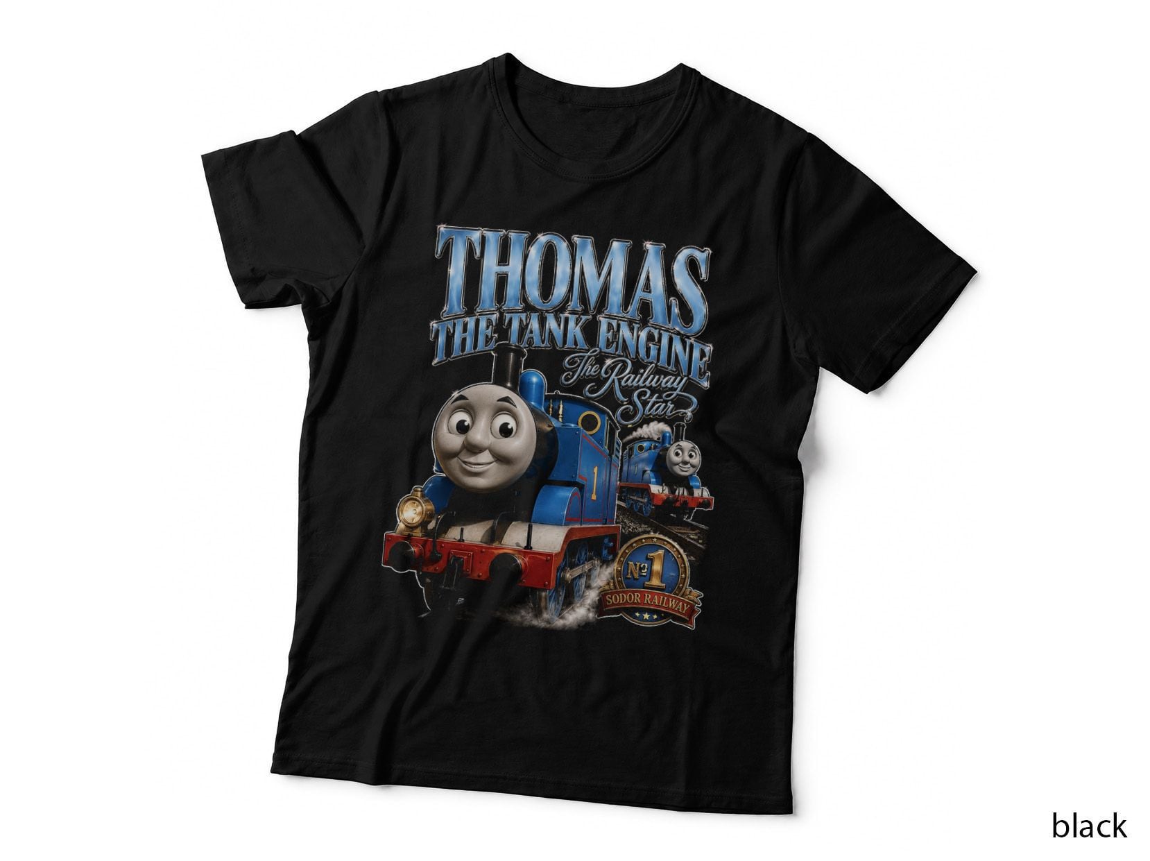 Thomas the Tank Engine Vintage Retro Railway Cartoon Print Fan T-Shirt