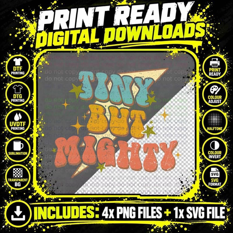 Tiny but Mighty Toddler Kids T-Shirt Png SVG Digital Bundle