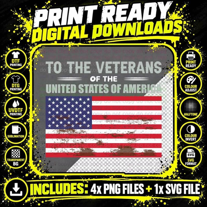 To the Veterans of the United States of America Png SVG Digital Bundle
