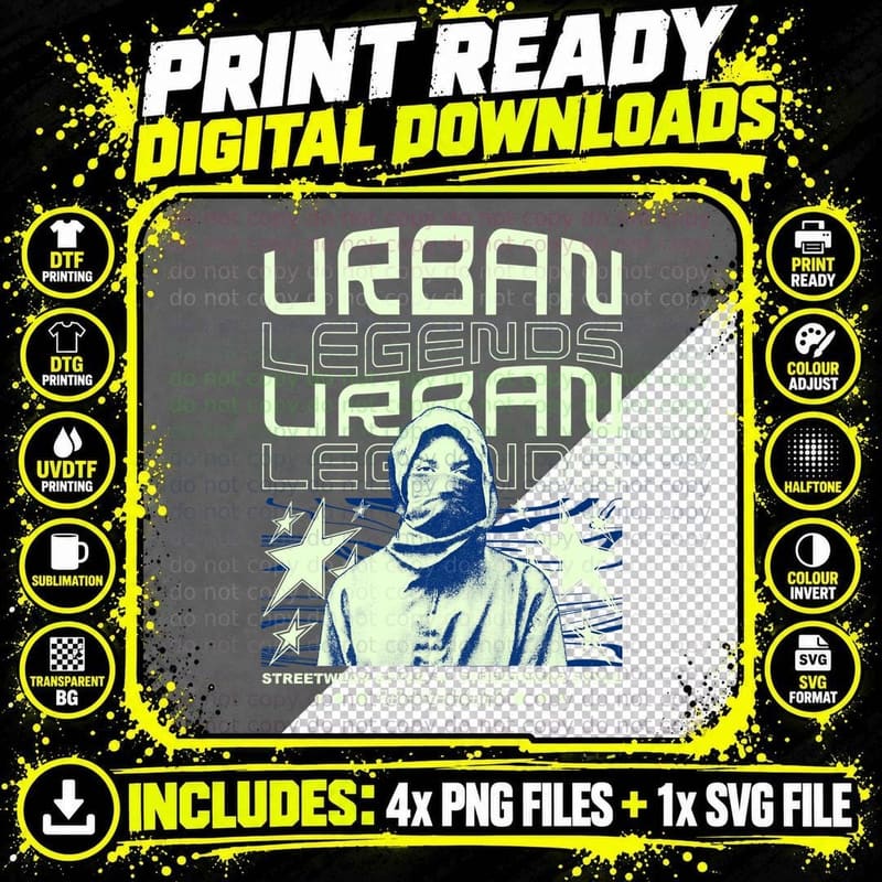 Urban Legends T-Shirt, Retro Streetwear Style Png SVG Digital Bundle