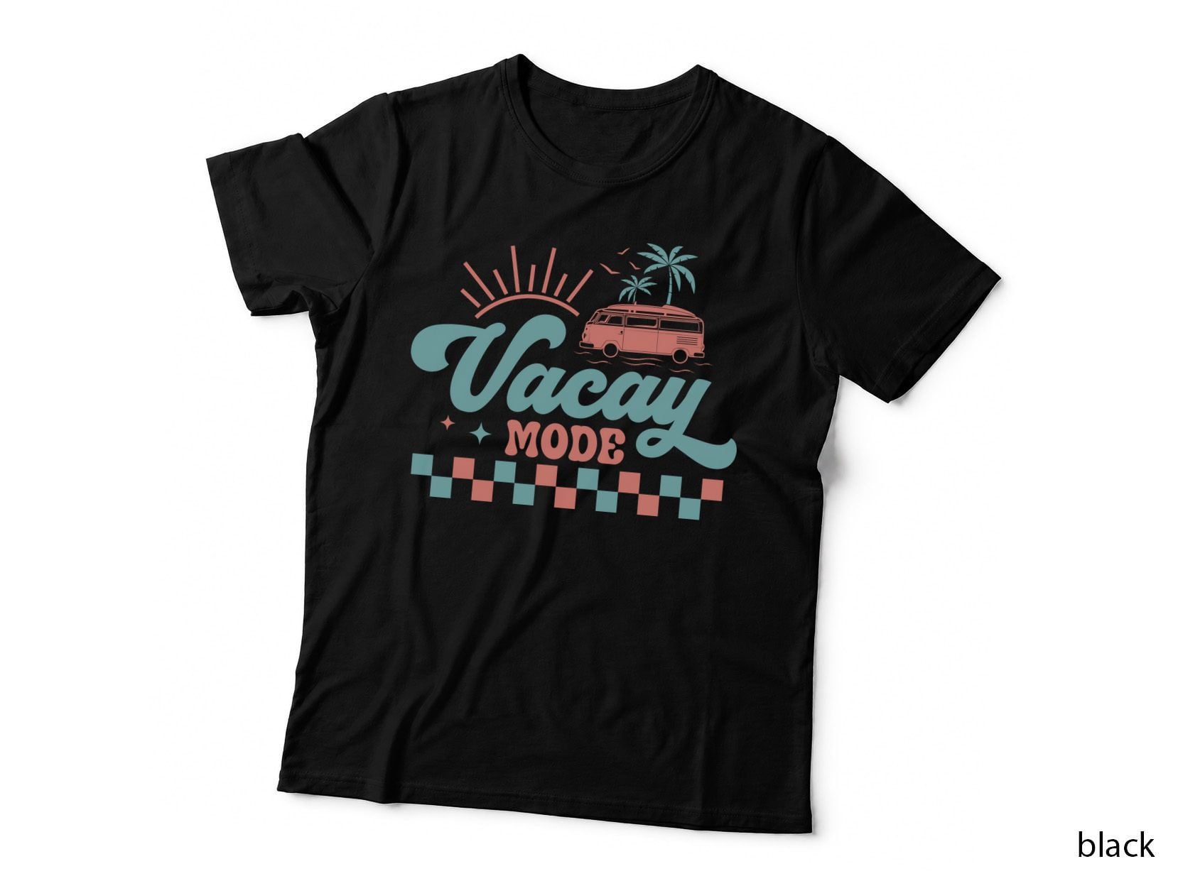 Vacation Mode Summer T-Shirt, Sunset Van Palm Retro Sunny Tee