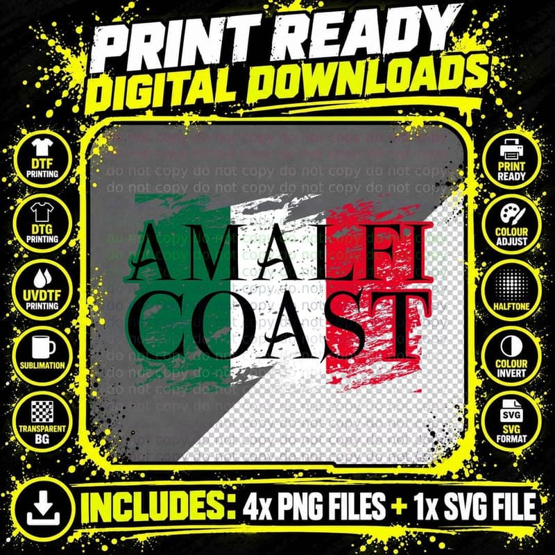 Vintage Amalfi Coast Souvenir Family Trip Vacay T-Shirt Png SVG Digital Bundle