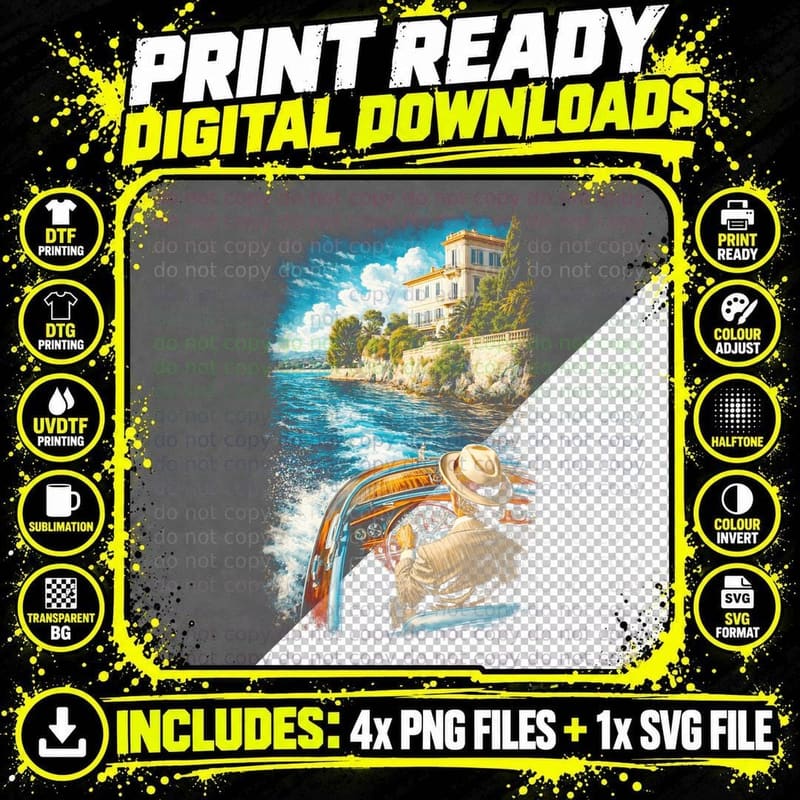 Vintage Boat Mansion T-Shirt, Halftone Old Money Luxury Png SVG Digital Bundle