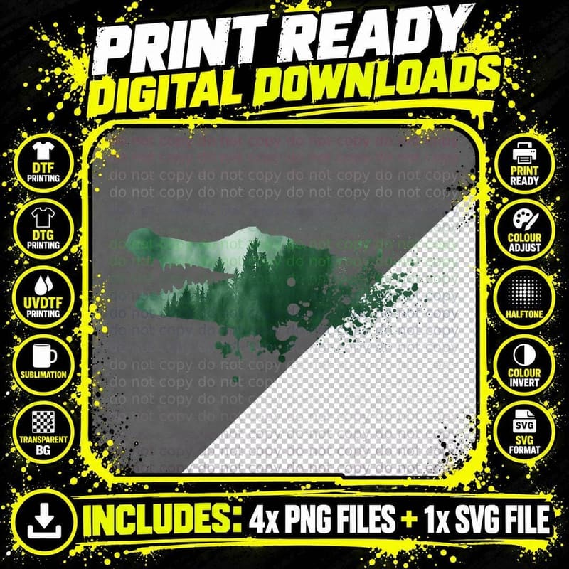Vintage Crocodile Silhouette Reptile Alligator Crocodile Png SVG Digital Bundle