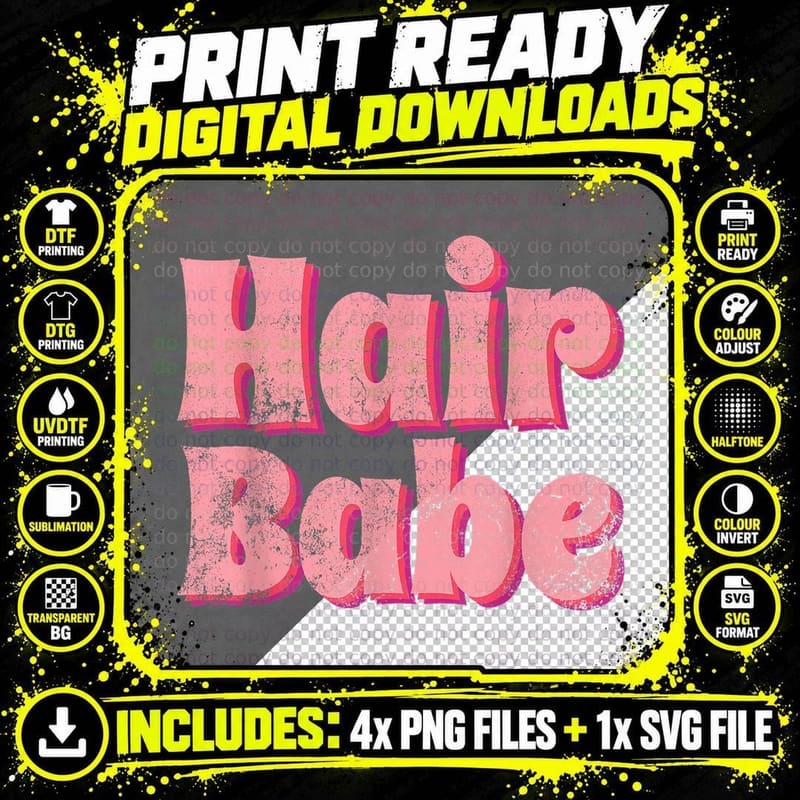 Vintage Hair Babe T-Shirt, Retro Hair Quote Png SVG Digital Bundle