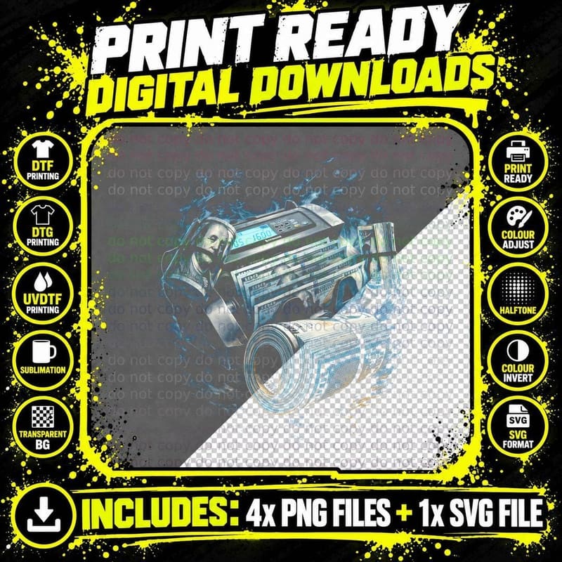 Vintage Money Portrait T-Shirt, Halftone Old Money Png SVG Digital Bundle