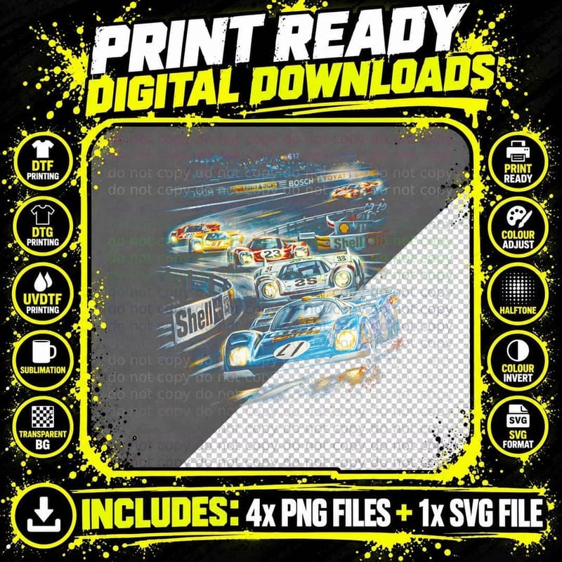 Vintage Motorsport Race T-Shirt, Halftone Old Money Png SVG Digital Bundle