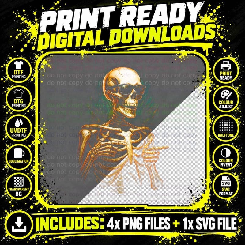 Vintage Phone Receiver Skull T-Shirt Png SVG Digital Bundle