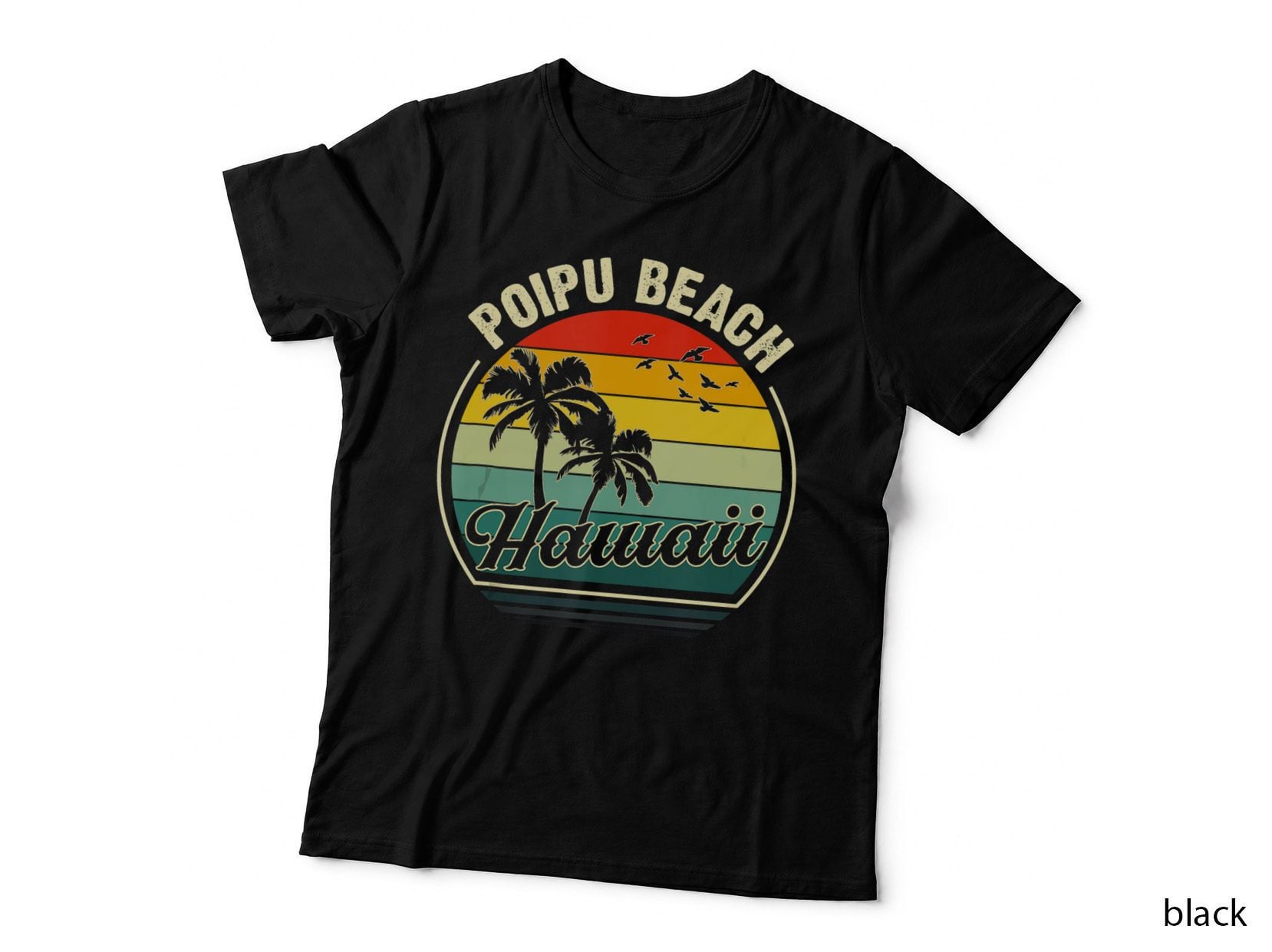 Vintage Poipu Koloa Kauai Beach Summer Vacation Sunset Palm T-Shirt