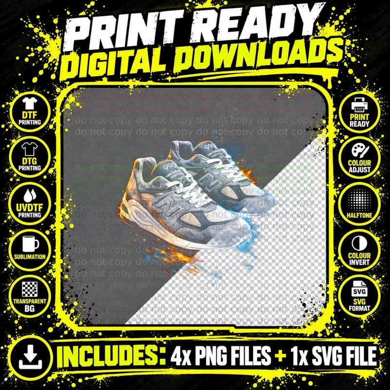 Vintage Retro Trainer T-Shirt, Halftone Sneaker Art Png SVG Digital Bundle