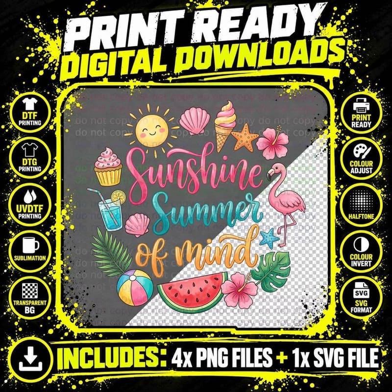 Vintage Surfboards with Palm Trees Summer T-Shirt Png SVG Digital Bundle