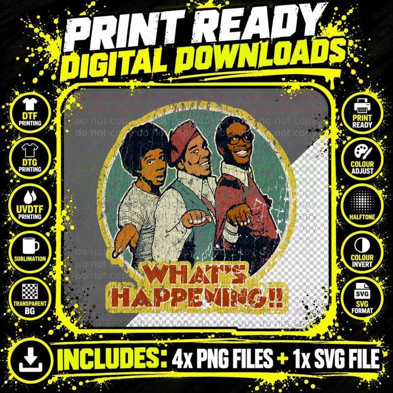 What's Happening !! 80s, Retro, Vintage, Women, Men Png SVG Digital Bundle