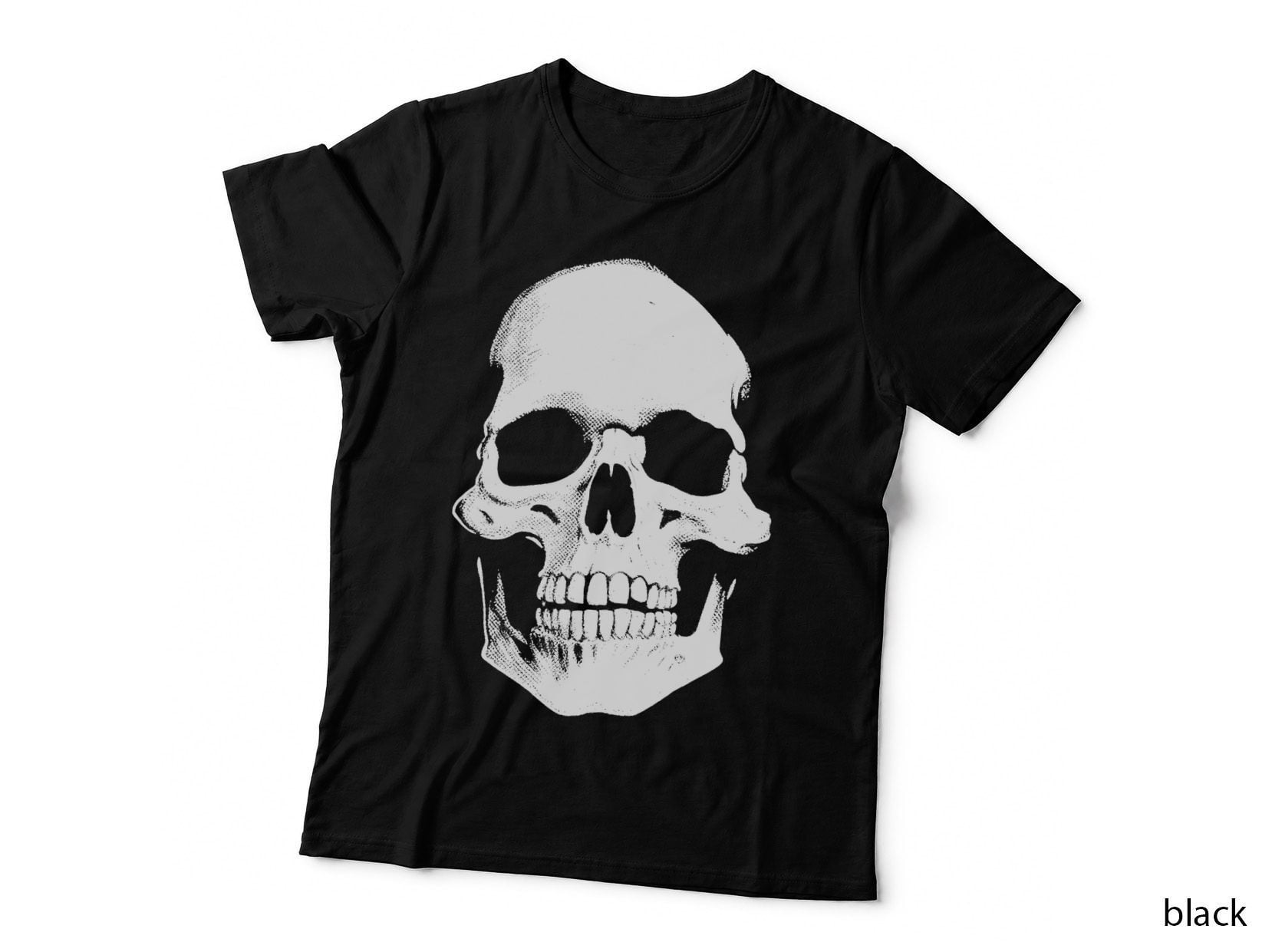 White Skull Graphic Tee Satanic Gothic Goth Distressed T-Shirt
