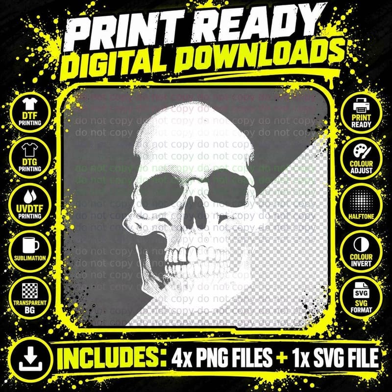 White Skull Graphic Tee Satanic Gothic Goth Distressed Png SVG Digital Bundle