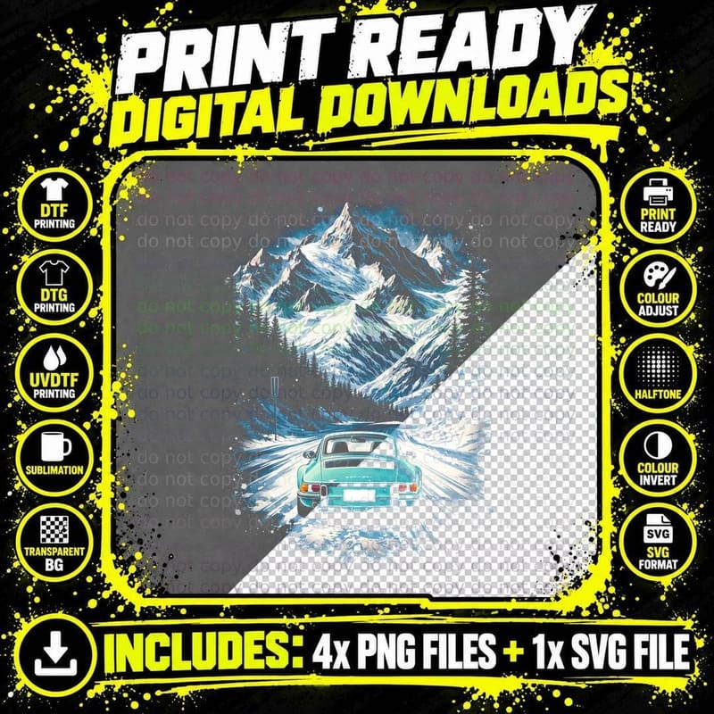 Winter Classic Car T-Shirt, Halftone Old Money Luxury Png SVG Digital Bundle