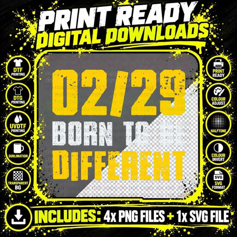 0229 Born to Be Different Vintage Leap Year Birthday Png SVG Digital Bundle