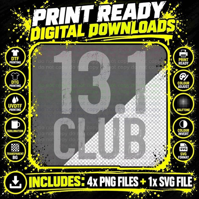 1 Club Half Marathon Vintage Marathoner Running Runner Png SVG Digital Bundle