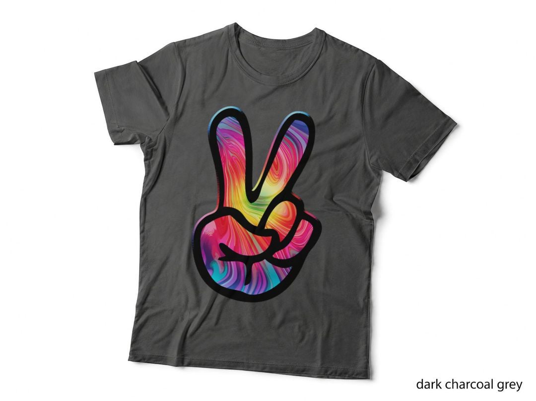 60s 70s Tie Dye Peace Hand Sign Shirt - Hippie T-Shirt