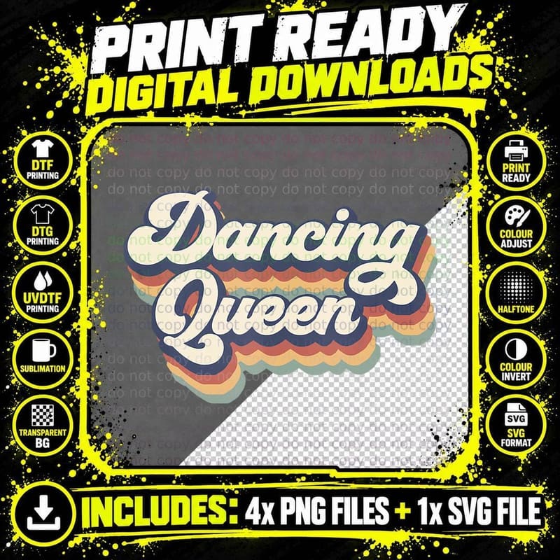 6yLX Retro Dancing Disco Queen Dancing Dancer Women Png SVG Digital Bundle