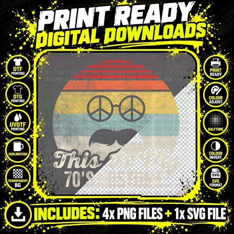 70's Disco 1970s Outfit Retro Vintage This Is My 70s Png SVG Digital Bundle