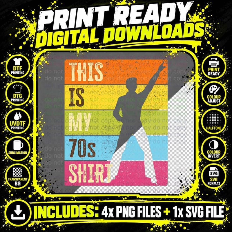 70s Costume Men 70s Disco Party Outfit Png SVG Digital Bundle