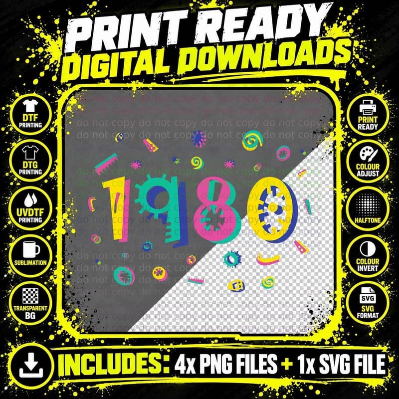 80's Baby 1980 80s Kid Retro Era Vintage 80's Theme Png SVG Digital Bundle