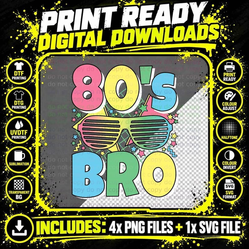 80s Bro 1980s Fashion 80s Theme Outfit Eighties 80s Png SVG Digital Bundle