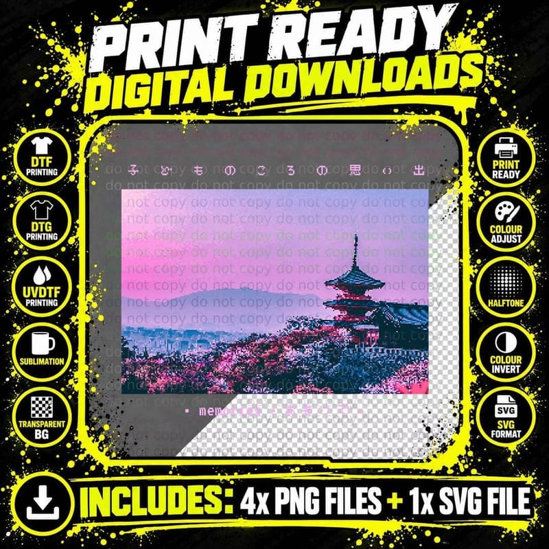 Aesthetic Japanese Vintage Streetwear Fashion Retro Png SVG Digital Bundle