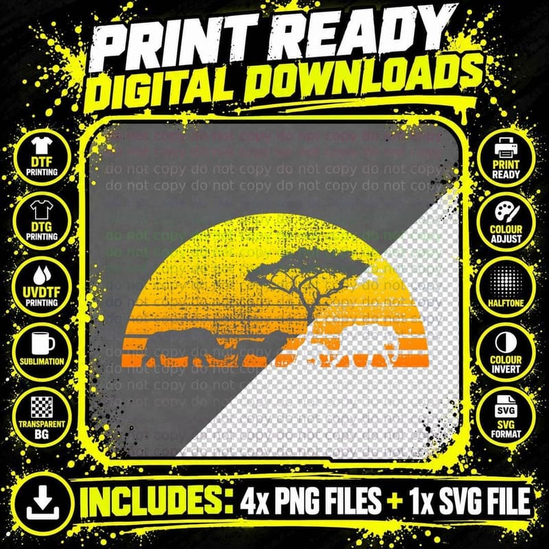Africa Elephant Lion Rhino Kenya Namibia Tanzania Png SVG Digital Bundle