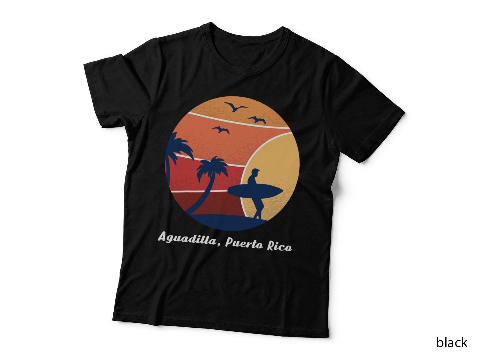 Aguadilla Puerto Rico Surfing Surfer Vintage Sunset Retro T-Shirt