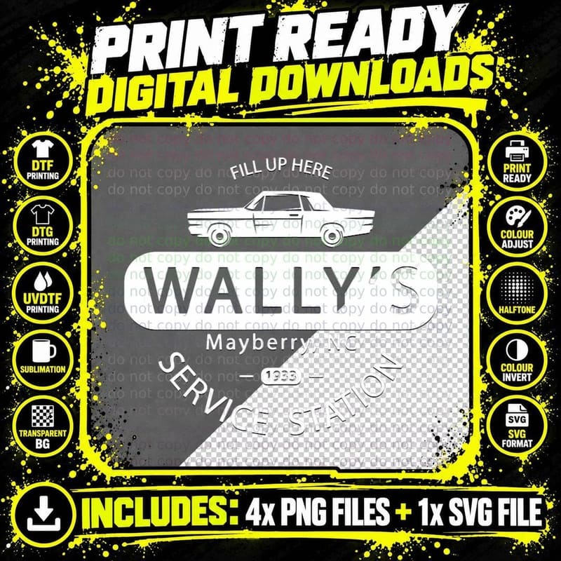Andy Griffith Show Wally's Service Station Classic TV Png SVG Digital Bundle