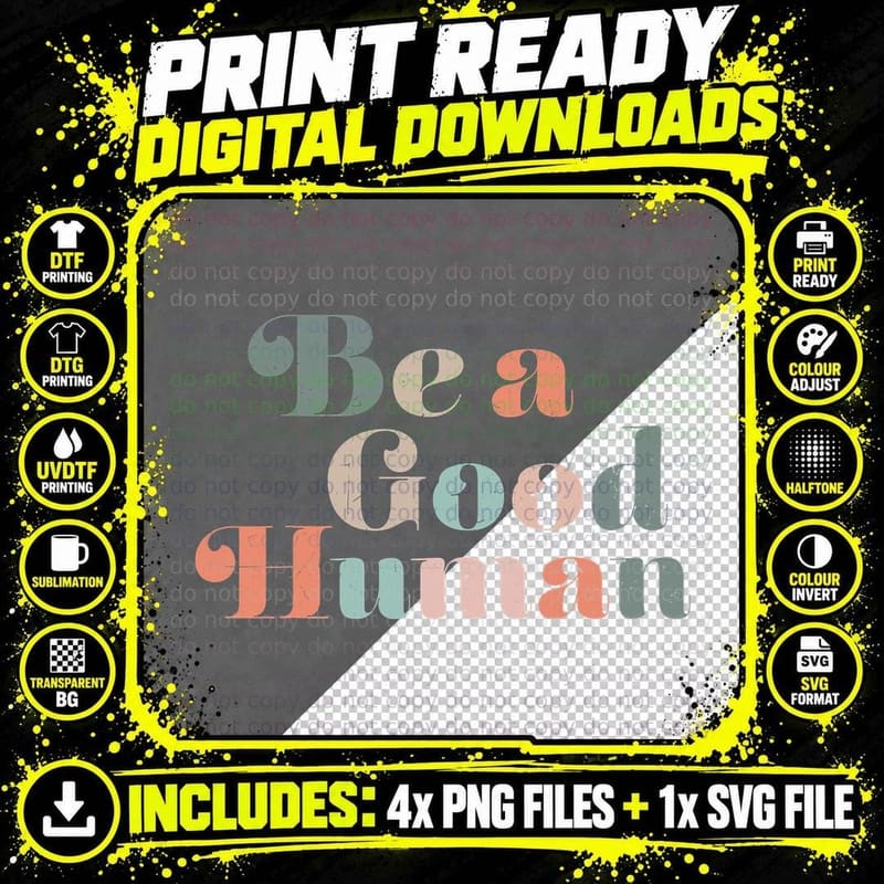 Awesome Be Kind Shirt Vintage Be a Good Human Unity Day Png SVG Digital Bundle