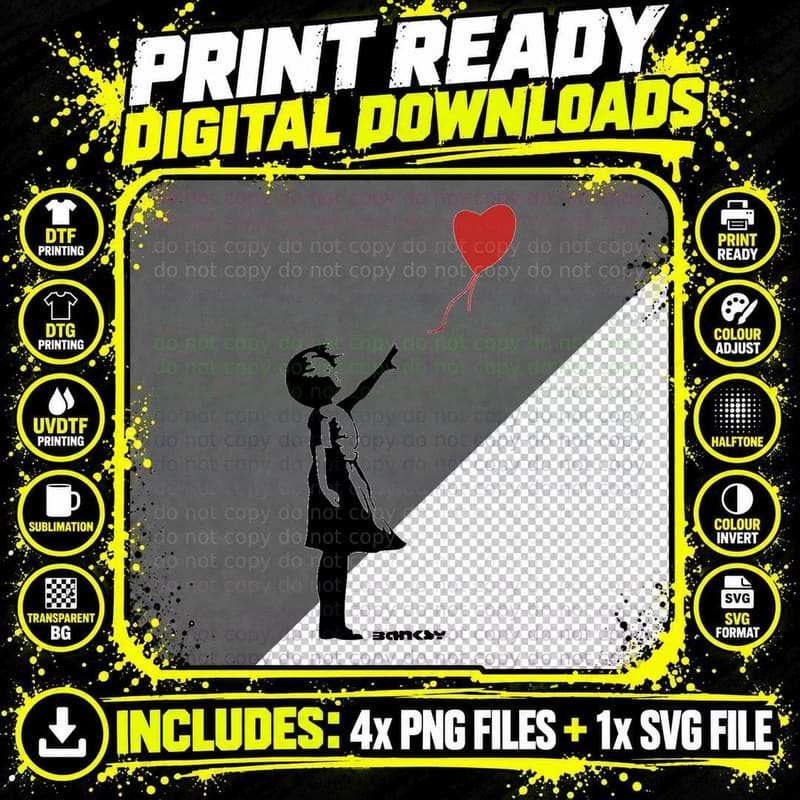 Banksy - Girl Red Balloon Classic T-Shirt Png SVG Digital Bundle