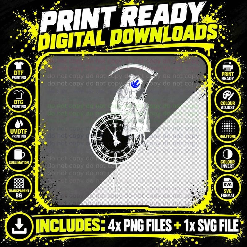 Banksy - Grin Reaper Classic T-Shirt Png SVG Digital Bundle