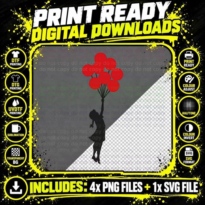 Banksy Balloon Girl Classic T-Shirt Png SVG Digital Bundle