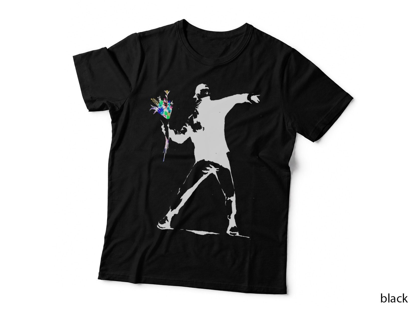 Banksy Protester Throwing Flowers Classic T-Shirt