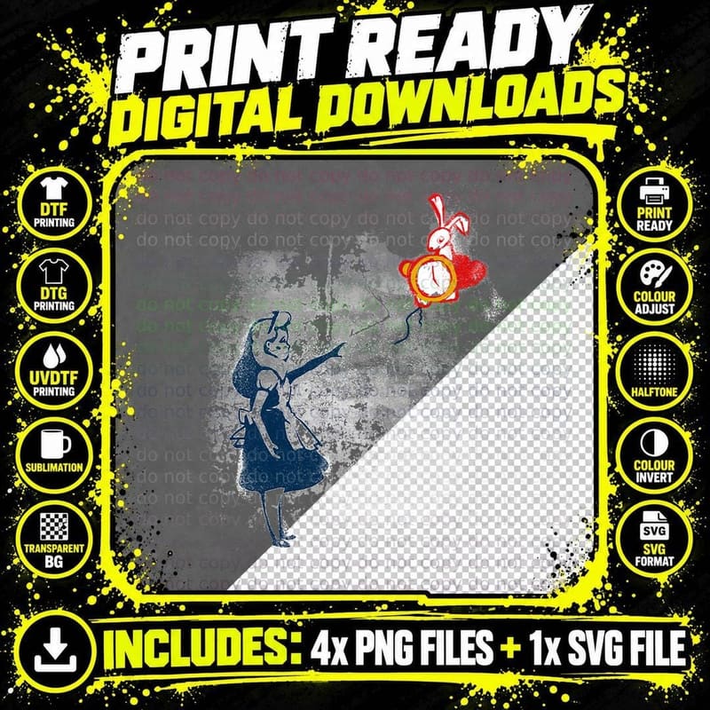 Banksy in Wonderland Classic T-Shirt Png SVG Digital Bundle